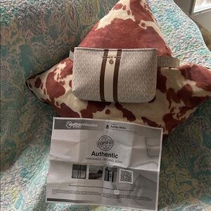 Michael Kors MK Logo Center stripe Faux Leather Fanny Pack/ Belt Bag with COA